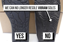 We can no longer resole shoes with Vibram soles.
