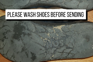 Please wash your shoes before sending them.